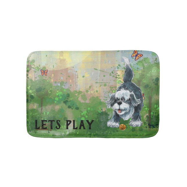 Alfombrilla De Baño Perro de oveja agobiante (Anverso)