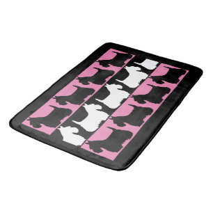 Alfombrilla De Baño Perro del Territorio de Escocia negro/rosa/blanco,