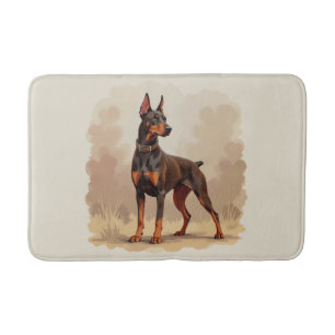 Alfombrilla De Baño Perro Doberman Pinscher Marrón Óxido Rojo