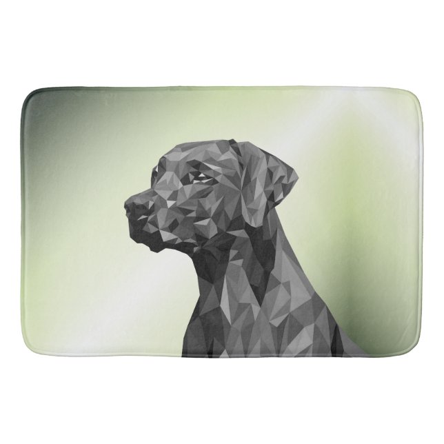 Alfombrilla De Baño Perro geométrico gris sobre verde (Anverso)