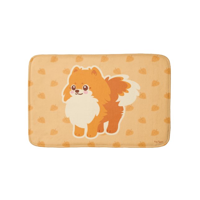 Alfombrilla De Baño Perro lindo Kawaii Pomeranian (Anverso)