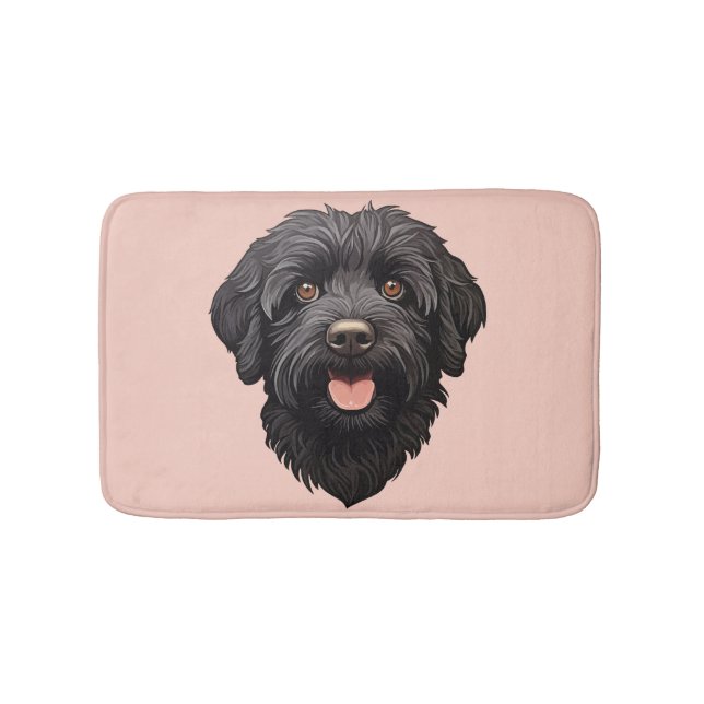 Alfombrilla De Baño Perro negro Labradoodle (Anverso)