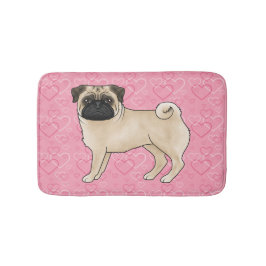 Alfombrilla De Baño Perro Pug Castaño Ilustración en Dibujos Animados 