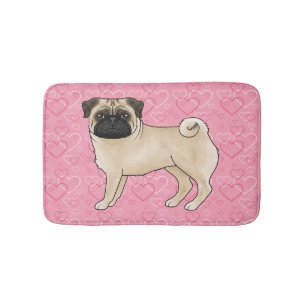 Alfombrilla De Baño Perro Pug Castaño Ilustración en Dibujos Animados