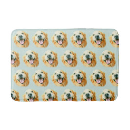 Alfombrilla De Baño Perro sonriente del golden retriever en acuarela