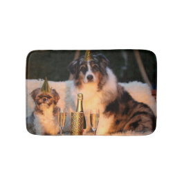 Alfombrilla De Baño Perros celebrando Año Nuevo