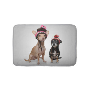 Alfombrilla De Baño Perros de la chihuahua con la foto de los gorras
