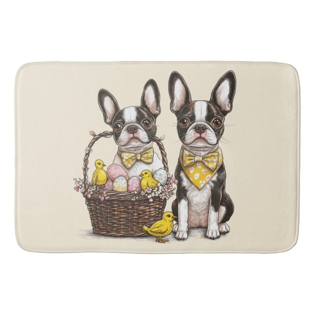 Alfombrilla De Baño Perros de Pascua de Boston Terrier (Anverso)