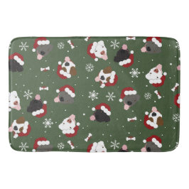 Alfombrilla De Baño Perros de Santa en Verde