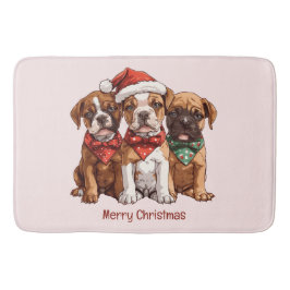 Alfombrilla De Baño Perros del Boxer navideño