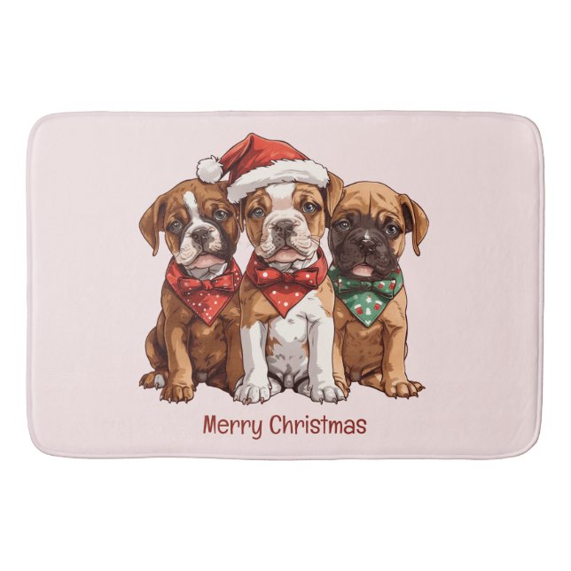 Alfombrilla De Baño Perros del Boxer navideño (Anverso)