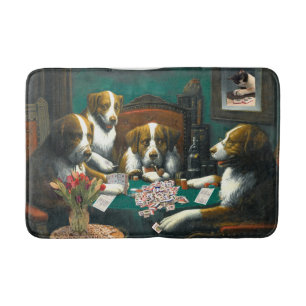Alfombrilla De Baño Perros del Mah Jongg que juegan la estera de baño