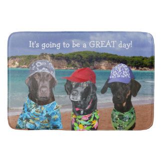 Alfombrilla De Baño Perros divertidos en la estera de baño de la playa