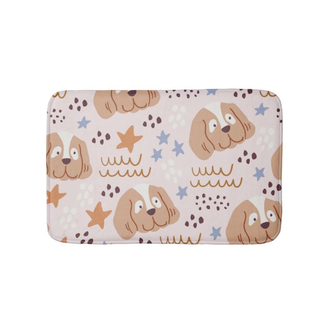 Alfombrilla De Baño Perros, estrellas, líneas: sin costuras (Anverso)