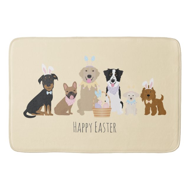 Alfombrilla De Baño Perros felices de Pascua (Anverso)