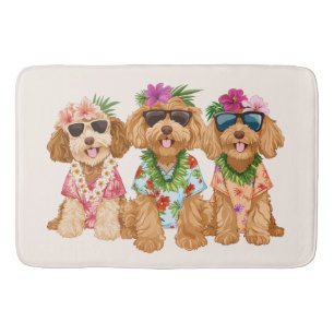 Alfombrilla De Baño Perros Goldendoodle Hawaianos Lei de Flores