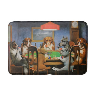 Alfombrilla De Baño Perros jugando póquer de Cassius Marcellus Coolidg