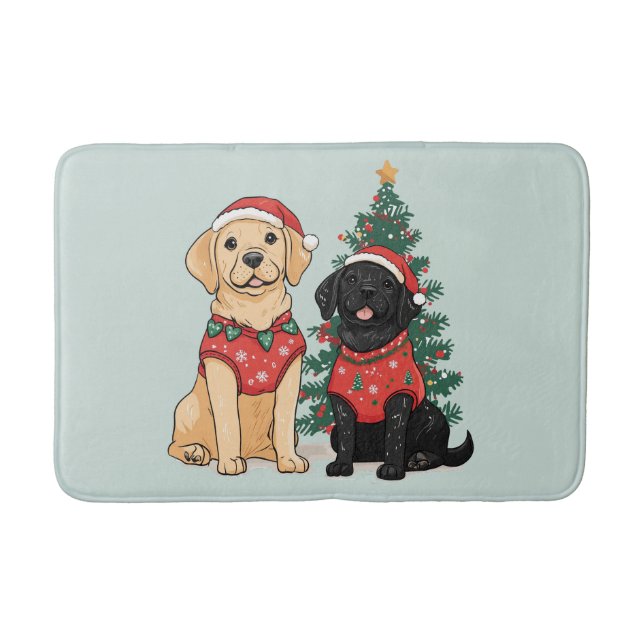 Alfombrilla De Baño Perros Labrador Retriever de Navidad (Anverso)