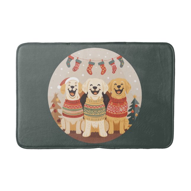 Alfombrilla De Baño Perros Labrador Retriever de Navidad (Anverso)