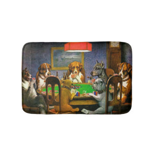 Alfombrilla De Baño Perros que juegan el póker
