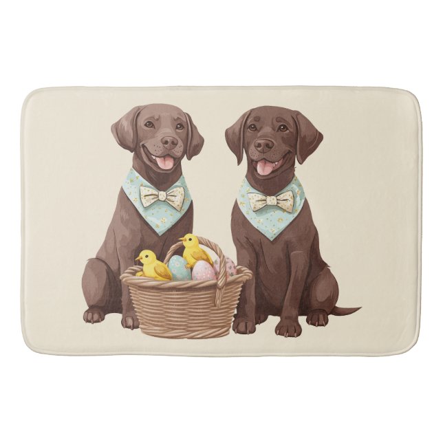 Alfombrilla De Baño Perros recuperadores de chocolate de pascua (Anverso)