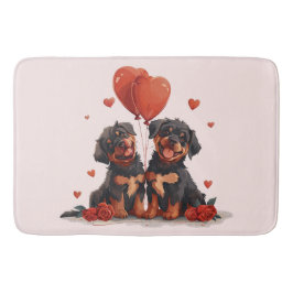 Alfombrilla De Baño Perros Rottweiler del Día de San Valentín