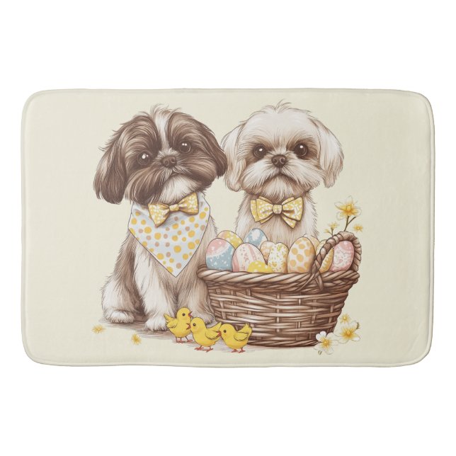 Alfombrilla De Baño Perros Shih Tzu de Pascua (Anverso)