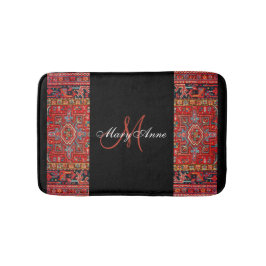 Alfombrilla De Baño Persa Oriental de la Antigüedad Roja - Negro - Per