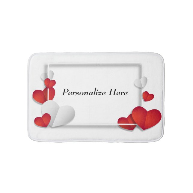 Alfombrilla De Baño Personaliza a Romantic Red Hearts Valentine (Anverso)