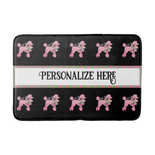 Alfombrilla De Baño Personaliza el caniche en francés rosado