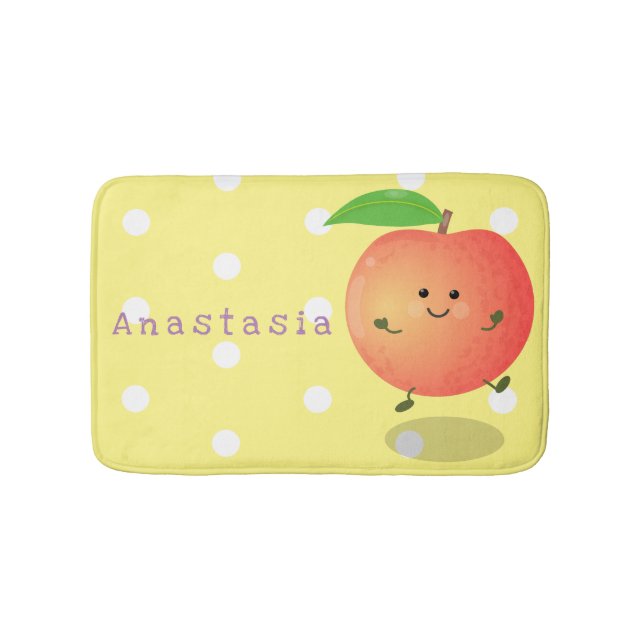 Alfombrilla De Baño Personalizado amarillo de melocotón alegre (Anverso)