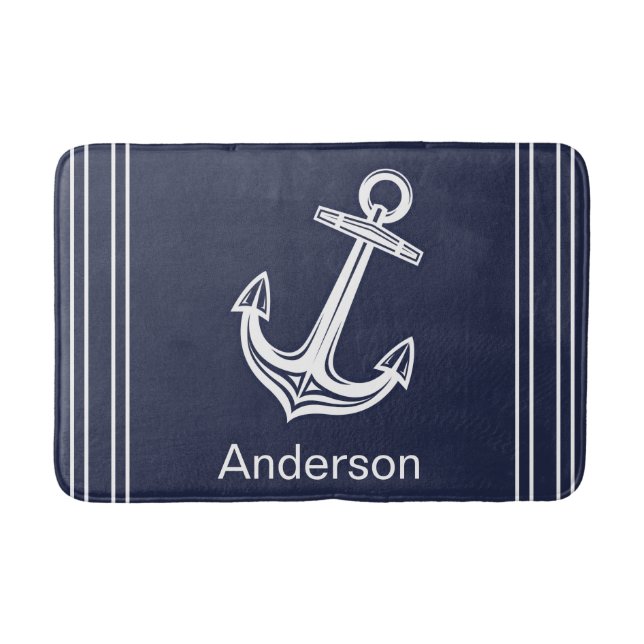 Alfombrilla De Baño Personalizado Anchor Nautical Bathroom Ocean Naval (Anverso)