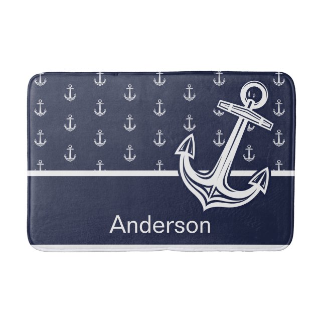 Alfombrilla De Baño Personalizado Anchor Nautical Bathroom Ocean Naval (Anverso)