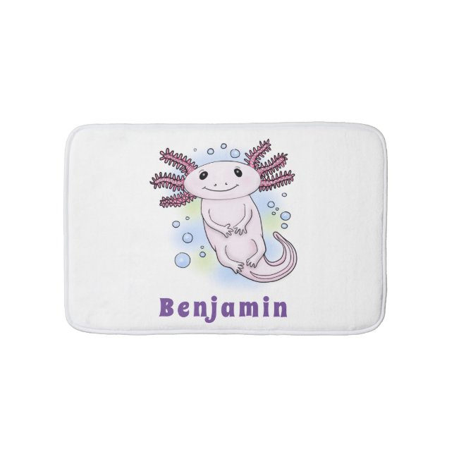 Alfombrilla De Baño Personalizado axolotópico rosa adorable (Anverso)