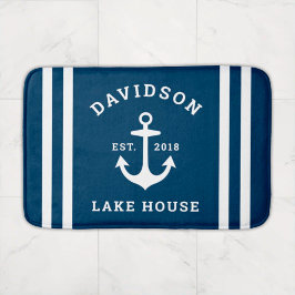 Alfombrilla De Baño Personalizado azul de la Marina Náutica Casa del L