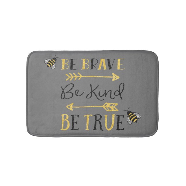 Alfombrilla De Baño Personalizado Bee Brave Purpurina Inspirador Bath  (Anverso)