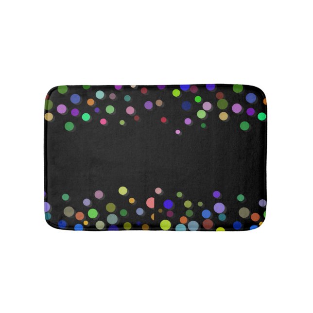 Alfombrilla De Baño Personalizado Black Colorful Polkadots Personaliza (Anverso)