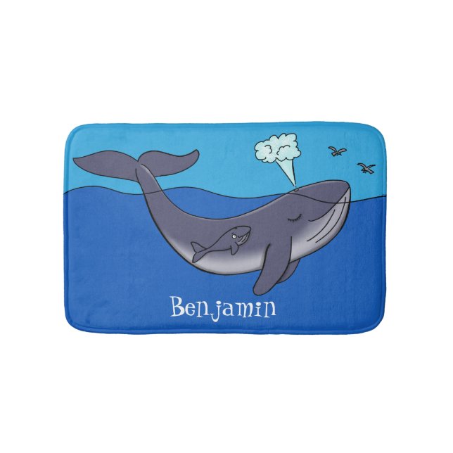 Alfombrilla De Baño Personalizado caprichoso de ballenas y terneros (Anverso)
