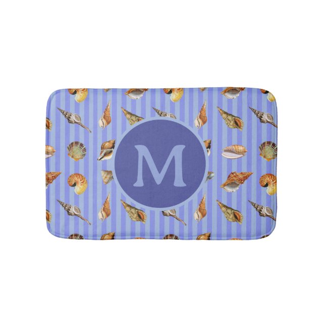 Alfombrilla De Baño Personalizado de conchas marinas de época Monogram (Anverso)