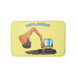 Alfombrilla De Baño Personalizado de excavadora de naranja cúpula
