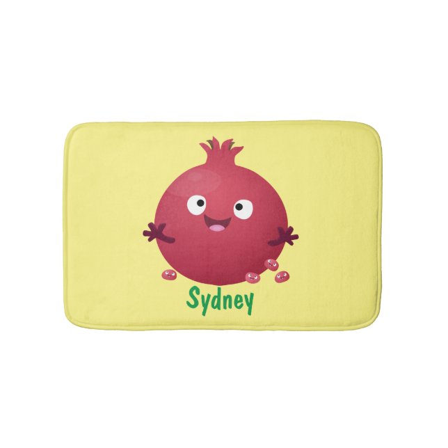 Alfombrilla De Baño Personalizado de frutas pomegranadas alegres (Anverso)