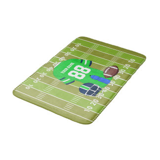 Alfombrilla De Baño Personalizado de Jersey verde y azul en el campo