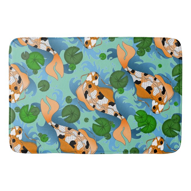 Alfombrilla De Baño Personalizado de Koi Fish y Pond Lily (Anverso)
