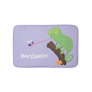 Alfombrilla De Baño Personalizado de lagarto de camaleón verde lindo