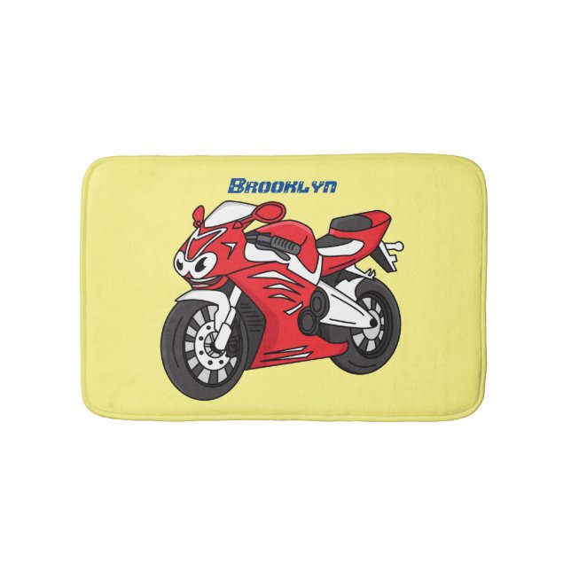 Alfombrilla De Baño Personalizado de motocicleta roja (Anverso)