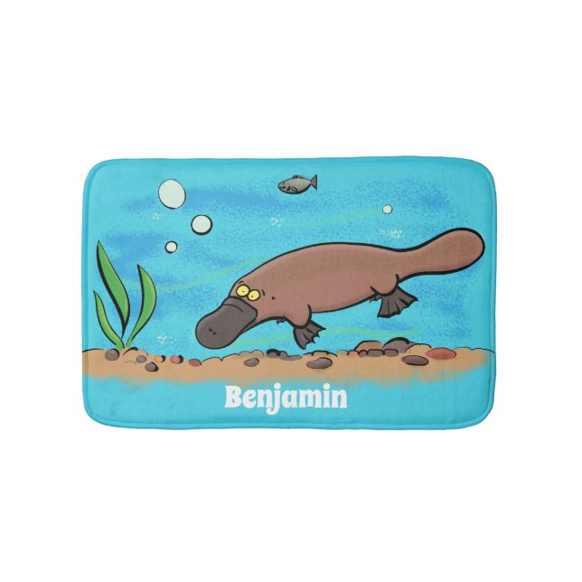 Alfombrilla De Baño Personalizado de natación de Platypus Cute (Anverso)