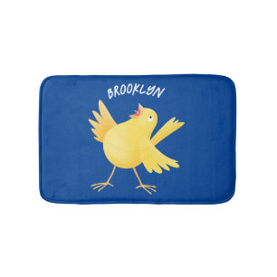 Alfombrilla De Baño Personalizado de pájaro canario amarillo cantando