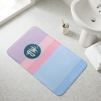 Alfombrilla De Baño Personalizado de Pastel Moderno con Franjas Rosa y