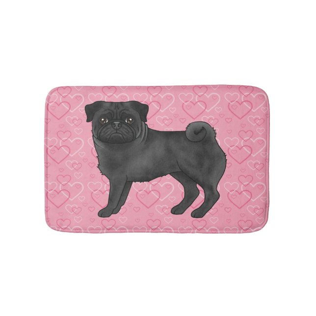 Alfombrilla De Baño Personalizado de perro de cerdo negro rompe patrón (Anverso)