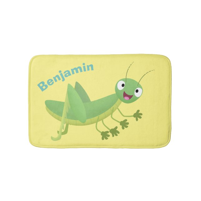 Alfombrilla De Baño Personalizado de saltamontes alegre verde (Anverso)